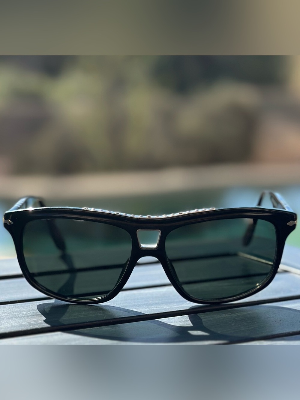 RARE Vintage Persol 3009-S Roadster Sunglasses 95/31 Black Green Lens (READ)